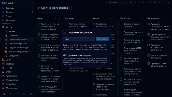 Возможности проектов в Сингулярити
