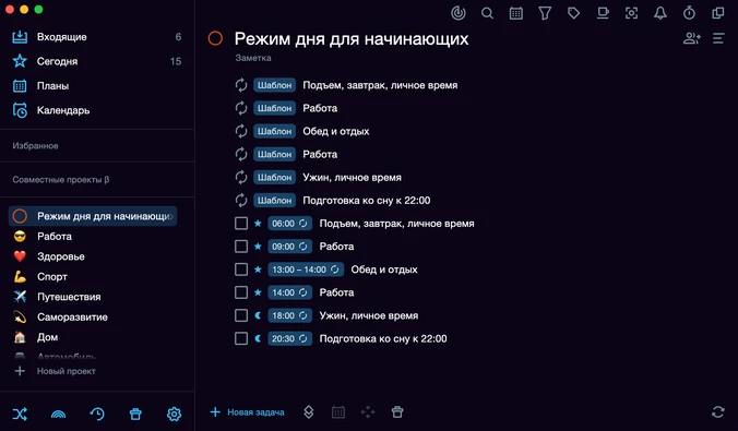 Как может выглядеть распорядок дня для начинающих в SingularityApp 
