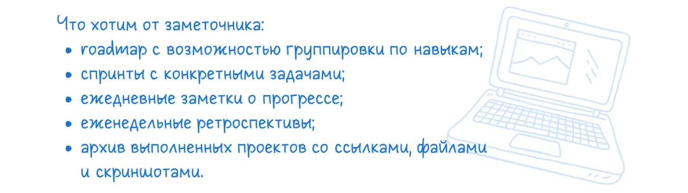 Список требований к приложению для ведения заметок от веб-разработчика.