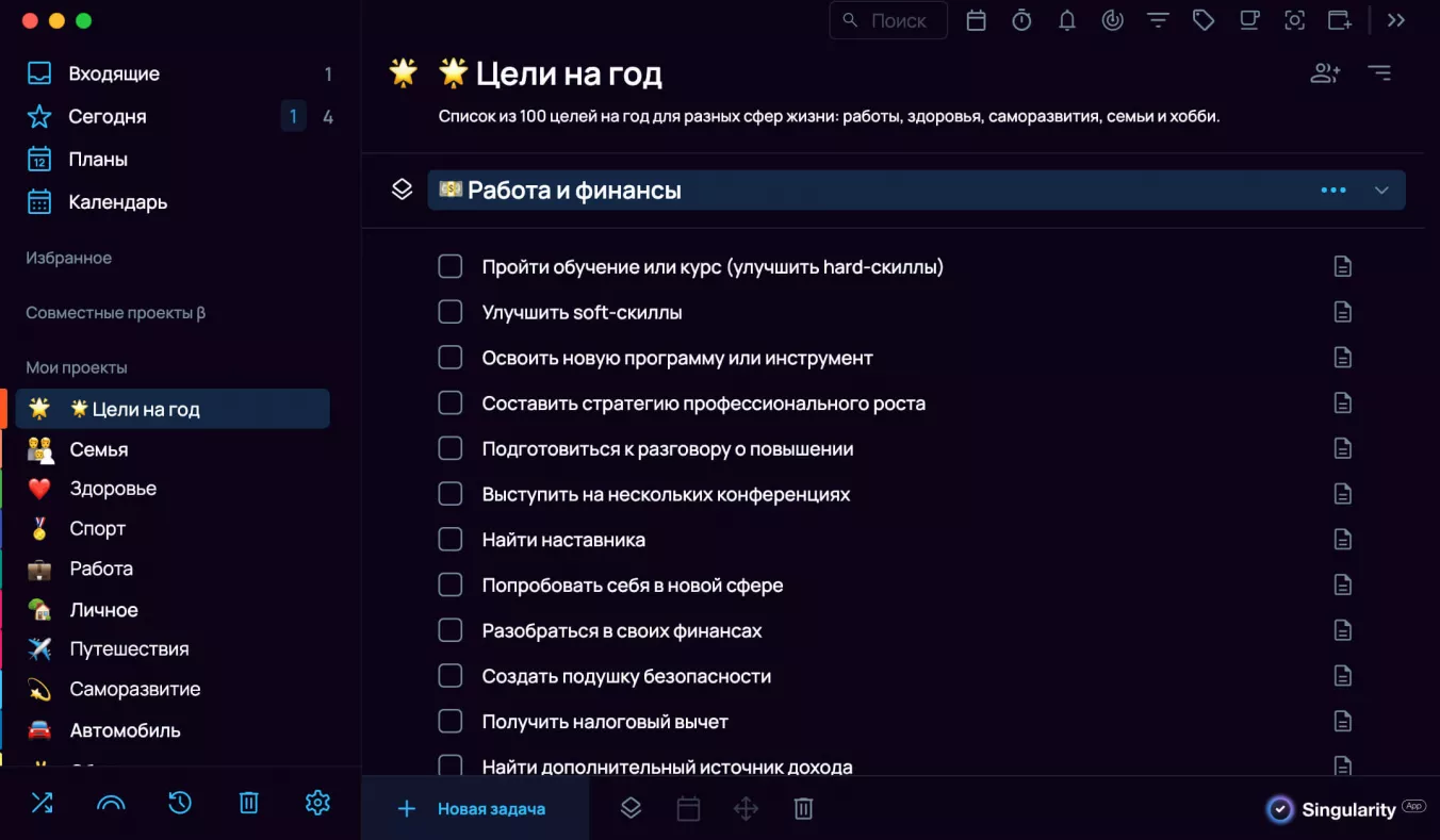 Цели на год: чек-лист для работы